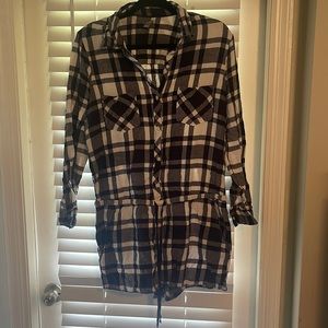 Aerie XL Navy Blue and White long-sleeve romper.